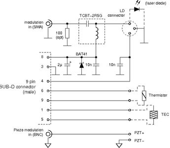 Schematic of electronics laserconnector circuit