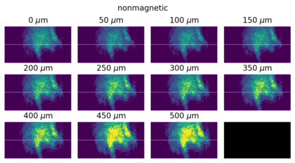 Measured images from non-magnetic sample illuminated by a collimated beam.